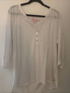 Lily Pulitzer - Lightweight White Henley-Style Women’s Top